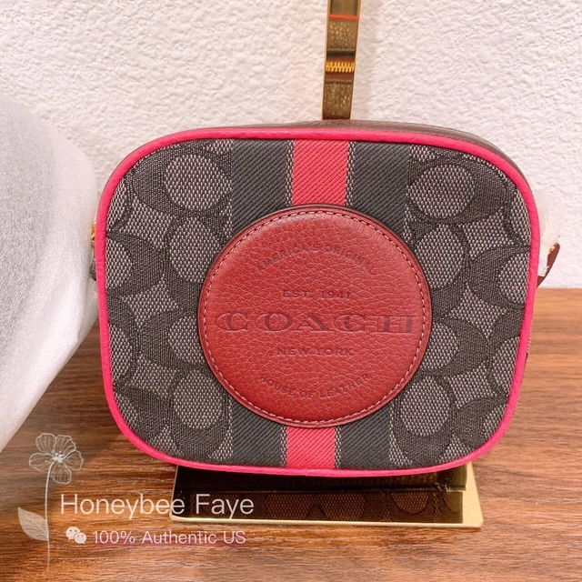 NWT COACH MINI Dempsey Camera Bag In Signature Jacquard With Stripe