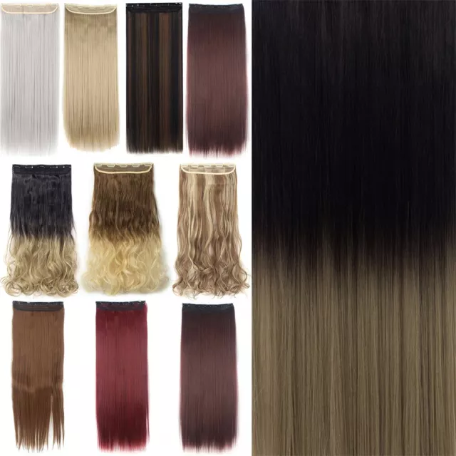 One Piece THICK 100% Real Natural Clip in Synthetic Hair Extensions Full Head LZ 3