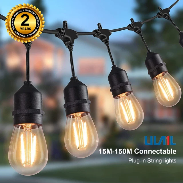 15-150M LED Festoon String Lights Outdoor Dimmable Xmas Wedding Party Patio Lamp