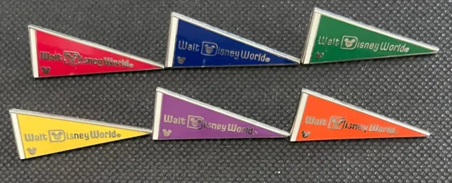 Walt Disney World Cast Lanyard Hidden Mickey Pin Pennant Collection Six Pins