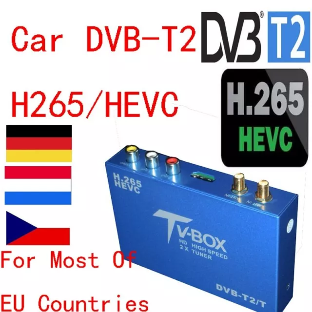 Car DTV Tuner DVB-T2 H265/HEVC Digital TV Receiver Dual Antenna For Eu Country