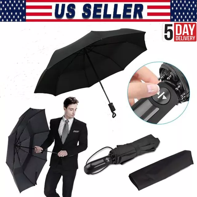 Automatic Umbrella Anti-UV Sun/Rain Windproof 3 Folding Compact Umbrella