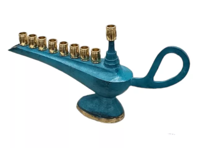 Hanukkah Menorah Jewish Aladdin aladin Brass Chanukah 9 Candle Holder 10" (23cm)