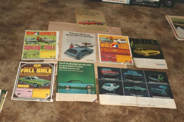 Lot of 8 Vintage 1960s 1970s Large ADs Retro AMC Gremlin Rebel Hornet Classic ad