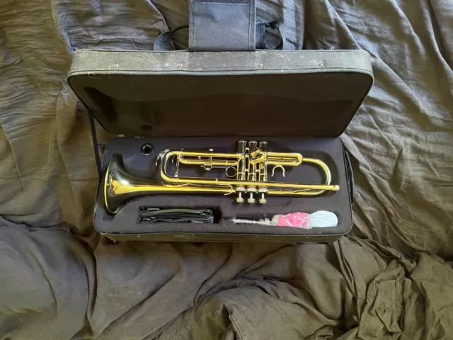 Used Once TRUMPET Bb GOLD WITH CASE - SCHOOL STUDENT BEST QUALITY