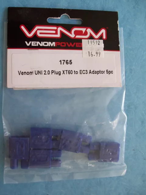 Genuine Venom 1765 Uni 2.0 Plug Xt60 To Ec3 Adaptor (5) Nip