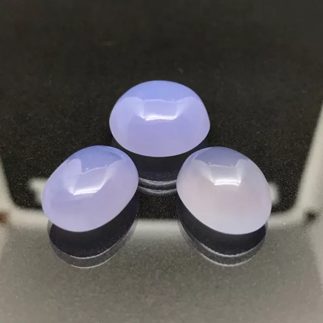 CHALCEDONY 3 Pcs Set 41.19 ct Lavender Semi Round & Oval Cabochon Natural Africa