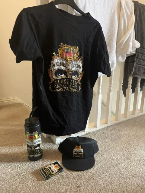 Michael Jackson Dangerous Tour Merchandise 1992 RARE Shirt, Hat, Bottle, Sealed