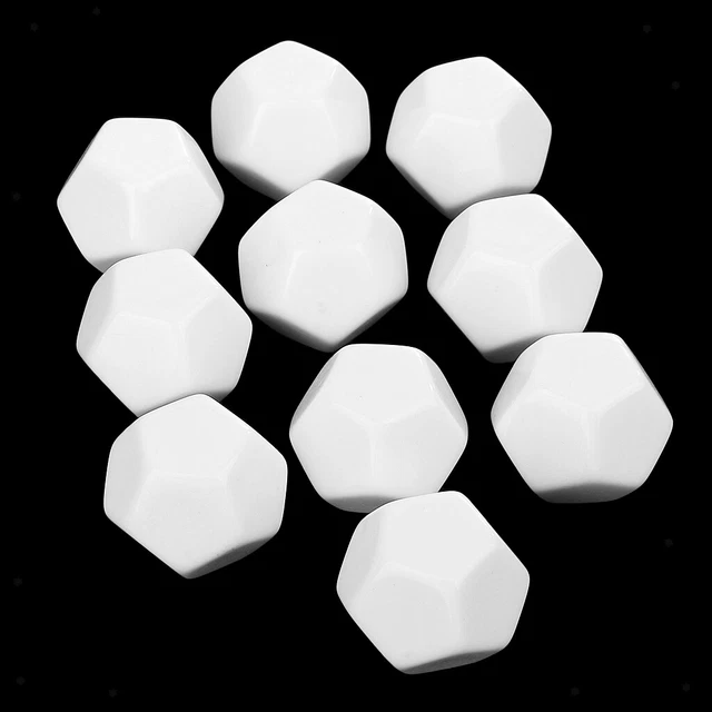 Lot De 10 Dés Vierges D12 22 Mm De Couleur Blanche à 12 Faces, Peuvent