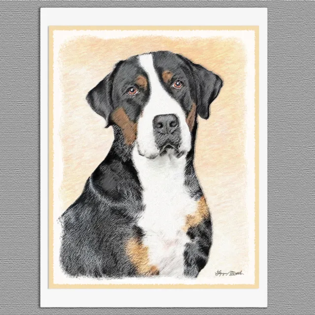 6 Greater Swiss Mountain Dog Blank Art Note Greeting Cards