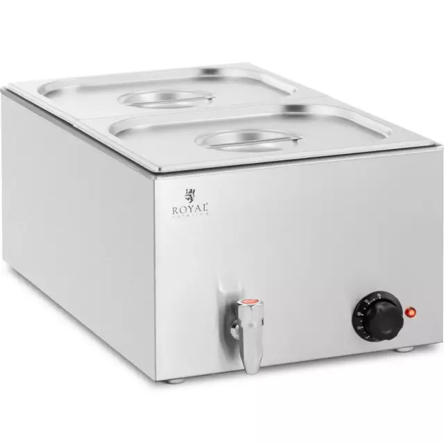 Bain Marie Warmhaltebehälter Speisenwärmer Ablasshahn 600 W 2 GN 1/2