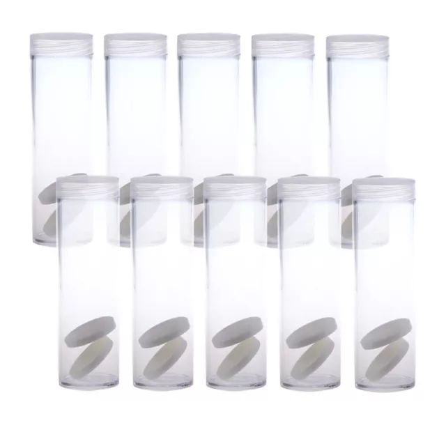 10Pc Plastic 27mm Coins Assorted Sleeves Protection Tubes Organizer Case