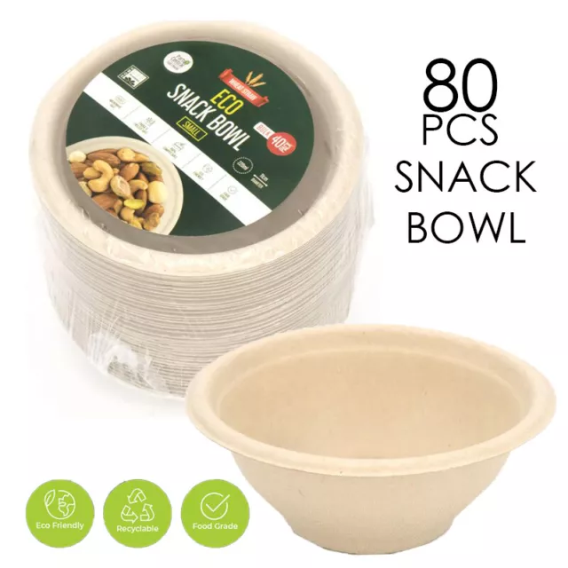 80Pcs Bowls Eco-Friendly Recyclable Durable Salads Soups Snack Bowls AU