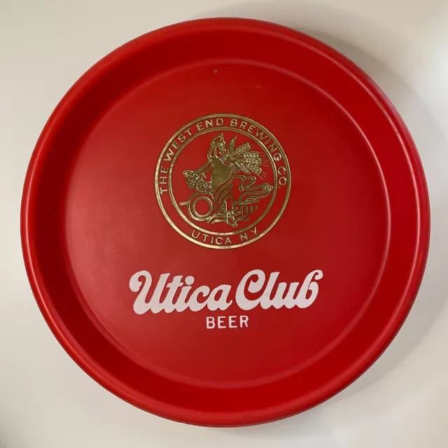 Vintage Utica Club Beer Tray West End Brewing Co. Red Gold White