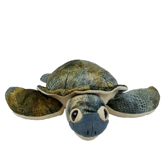 WILD REPUBLIC GREEN Sea Turtle 11x14" Plush Realistic Stuffed Animal