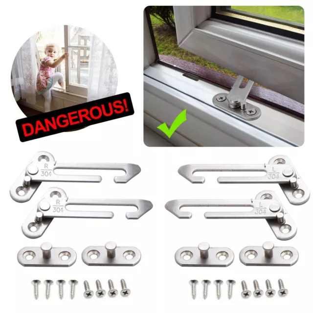 4PCS Security Window Restrictor Child Baby Safety Locks Catch Door Ventilator UK