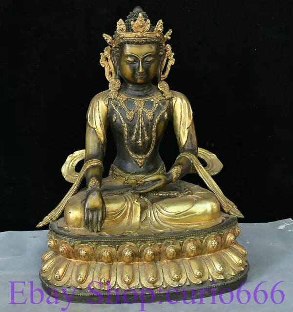 18" Old Tibet Copper Buddhism White Tara Spirit of Compassion Goddess Statue
