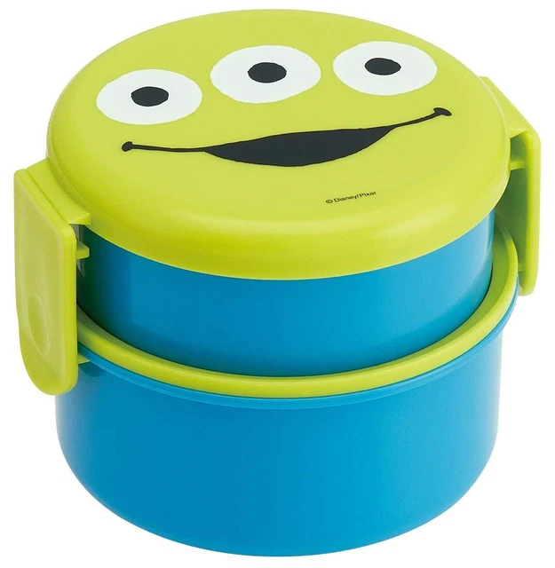 Skater Round Lunch Box 500ml Bento Box with Fork Alien Face Disney Made in Japan