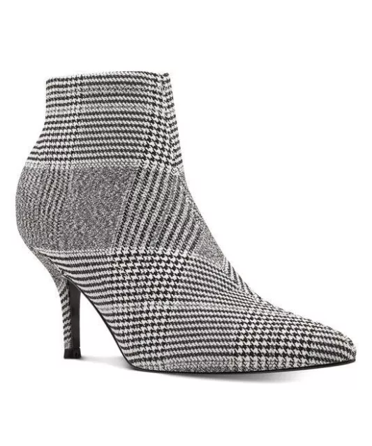 Nine West Gray Plaid Pearce pointed toe  ankle Bootie Women size 7.5 NEW