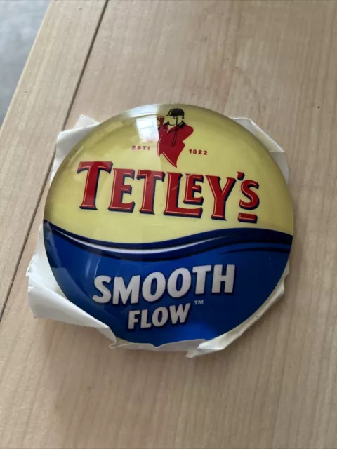 Tetleys Smooth Flow Round Beer Pump Badge Fish Eye Lens