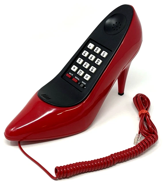 Red Bottern VTG 1987 RED High Heel Shoe Push Button Landline Novelty Telephone ...