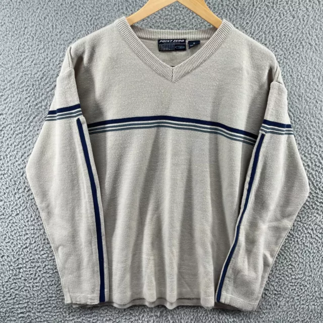 Point Zero Knit Sweater Men’s Size Medium Long Sleeve Casual Striped Y2K