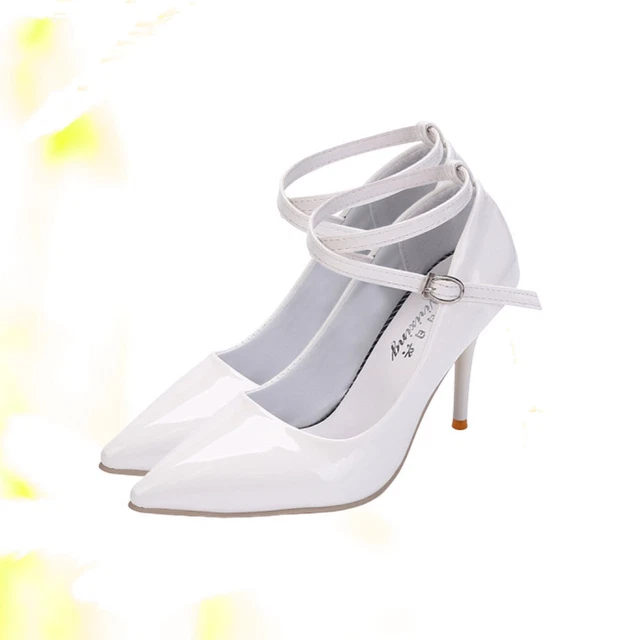 Faux Leather Dress Pumps Shoes White Platform Heels Trendy Heels Shallow Mouth