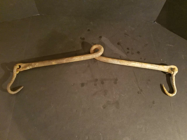 VINTAGE Antique Cast Iron BUTCHER SHOP Double MEAT HOOK