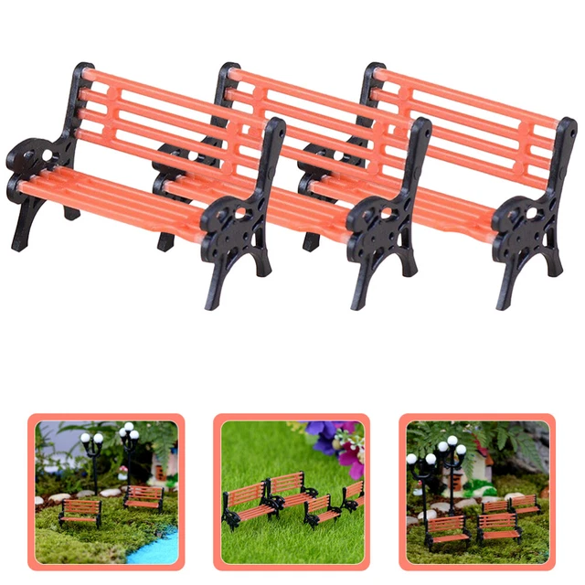 3Pcs Zarte Miniatur Garten Bänke Miniatur Park Bänke