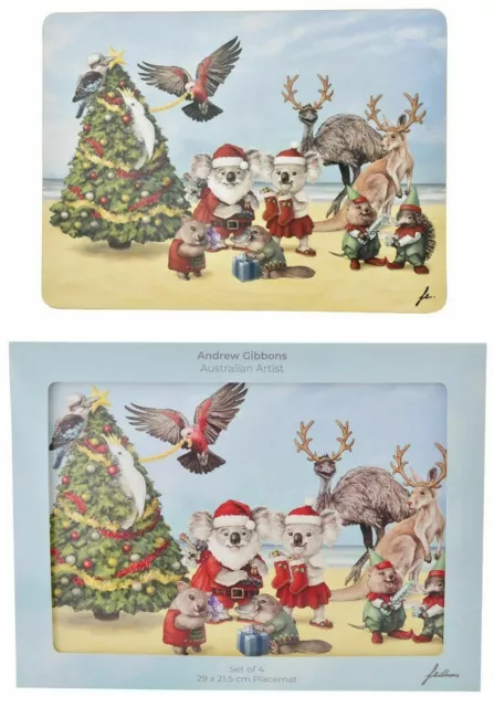 AUSSIE CHRISTMAS PLACEMATS boxed set of 4 Place Mats gift boxed Australian koala