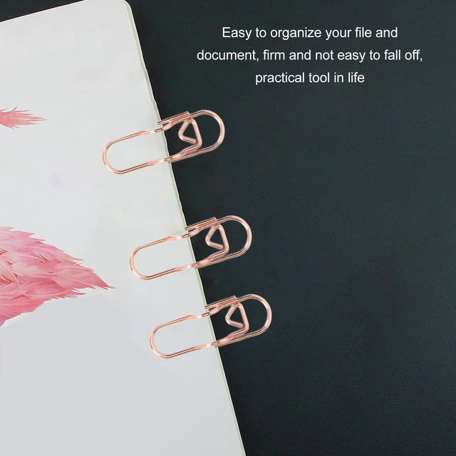 20Pcs Rose Gold Metal Paper Clips Sturdy Clamping Durable Book Pen Holder For