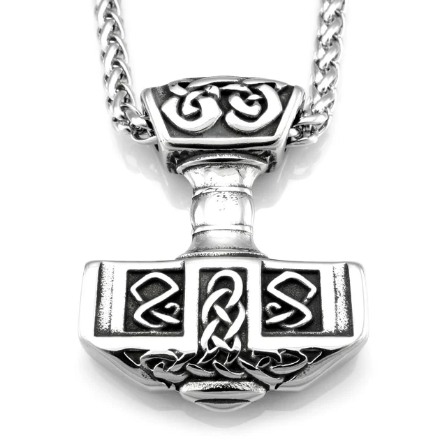 NKlaus Orecchino Singolo Martello Di Thor 14mm - Argento 925 Stile Celtico E Goth