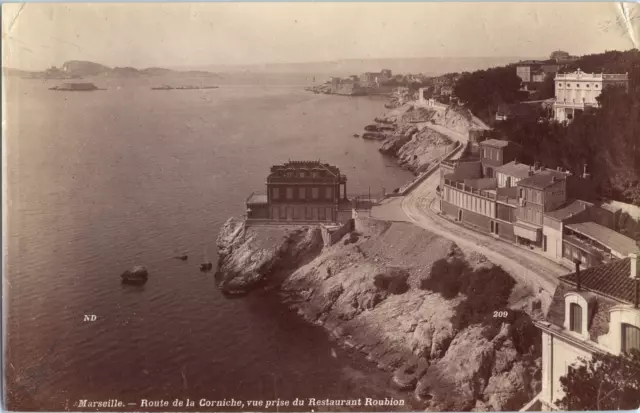 Neurdein, France, Marseille, Route de la Corniche, albumen print, ca.1880 Vintag