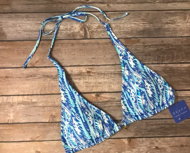 Women's Beach by Melissa Odabash Triangle halter bikini swim top blue XS, S,M,L