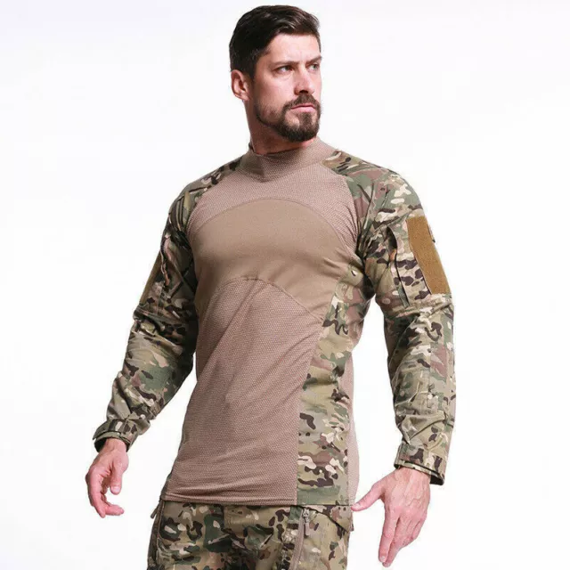 ESDY Men Tactical Long Sleeve T-shirt Outdoor Army Military Combat Shirts Casual