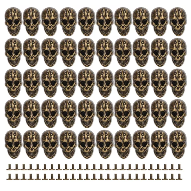 (Bronze)Skull Rivets Ghost Skull Rivets Do It Yourself Punk Style 50 Sets For