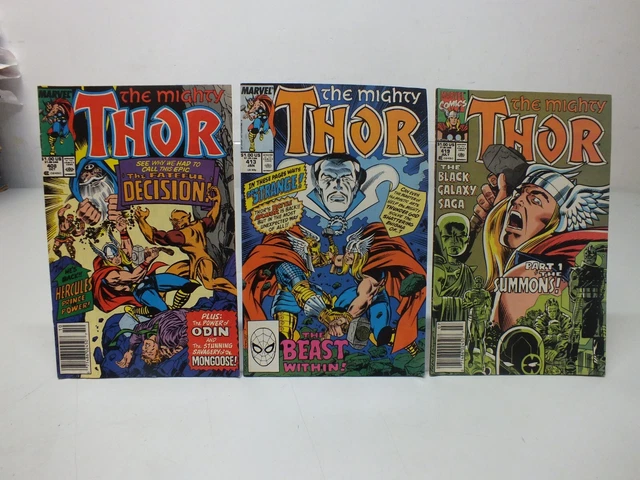 Lot of 3 Marvel Comic THE MIGHTY THOR #408 #413 #419 1989 1990 VG+
