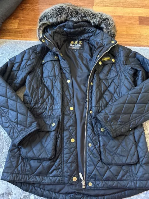 Barbour Quilted Coat Black Girls Kids Age 14-15 Years Size XXL Ideal School