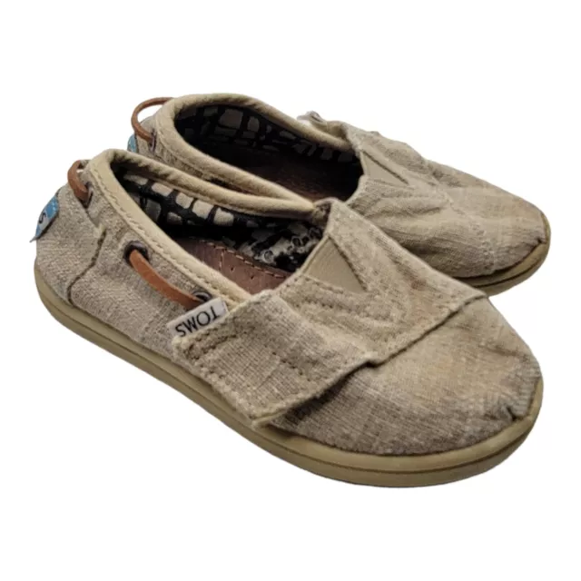 Toms Baby Boys Toddler Bimini Natural Burlap Shoes Size Tiny Sz T7