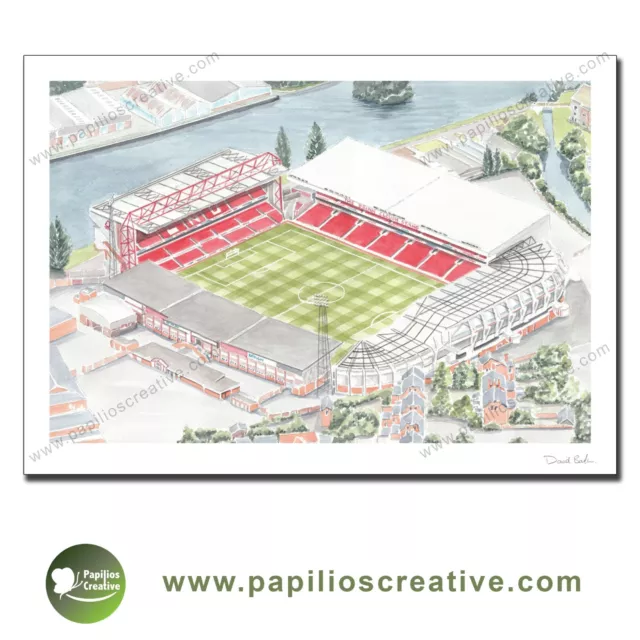 Poster Print of Nottingham Forest FC, The City Ground A4 by Dave Bald