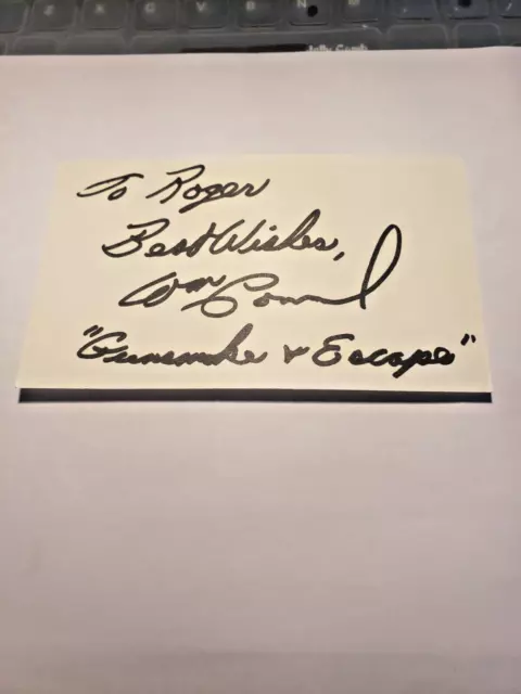 William Conrad Actor Producer TV Movie Autographed  Index Card Gunsmoke,Escape