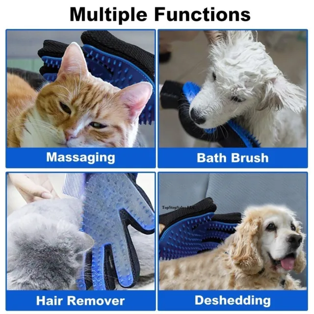 Pet Hair Remover Glove Brush Dog Cat Grooming Massage Soft Bath Deshedding Comb 3