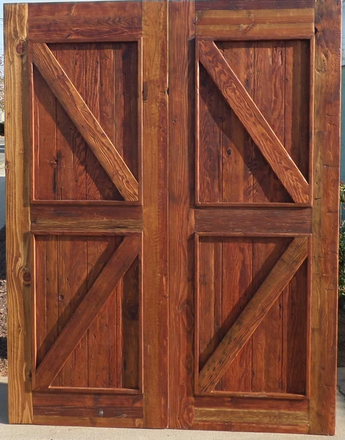 Rustic reclaimed lumber double British Brace you choose size barn door Farmhouse