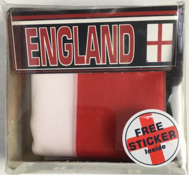 Giant England Flag 60" x 35" Vintage 90s with Brass Eyelets + Sticker New/Sealed
