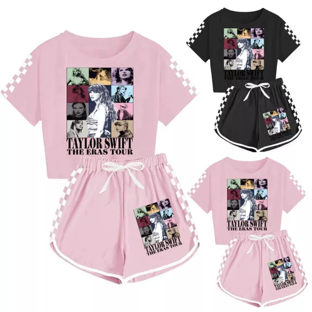 KIDS GIRL TAYLORS Swiftie Tracksuit Set Short Sleeve T-shirt Shorts ...