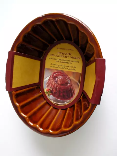 MOLDE DE CERÁMICA WILLIAM-SONOMA MARRÓN ARÁNDANO o GELATINA - PIÑA - TOTALMENTE NUEVO