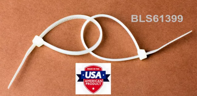 200 USA Made TOUGH TIES 8" inch 50lb Nylon Tie Wraps Wire Cable Zip Ties White