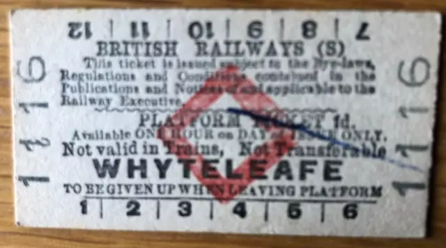 British Rlys [S] Red Diamond Edmondson Platform Ticket - 1116 Whyteleafe - 1951