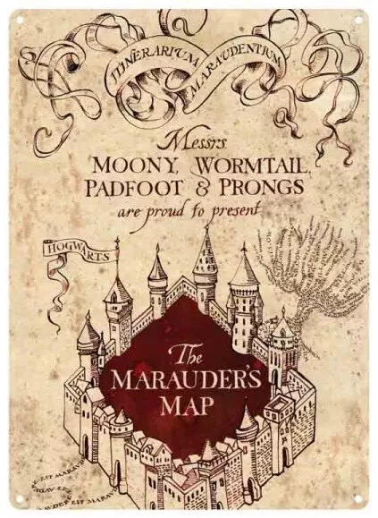 Harry Potter Marauders Map Small Tin Sign