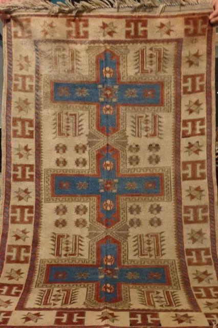 Antiker Kazak Teppich Handgeknüpfter Kaukasus 121×77cm, Wolle Orientteppich